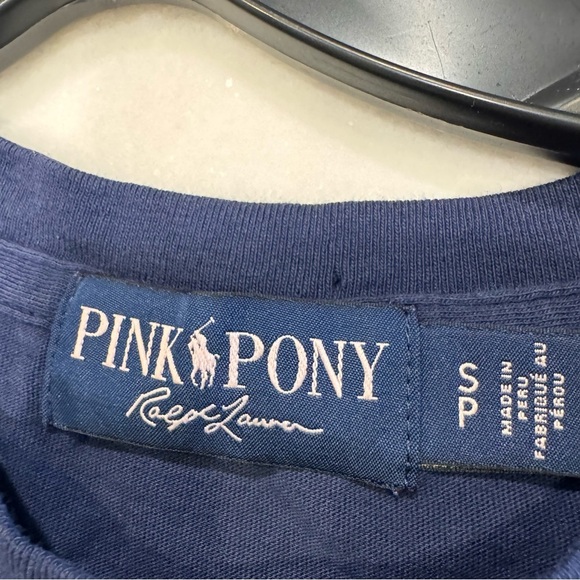 Pink Pony Ralph Lauren LOVE Tee Shirt Cotton Navy & Pink Size SP - Picture 4 of 9